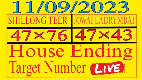 Jowai Ladrymbai teer today Counter Common Number .